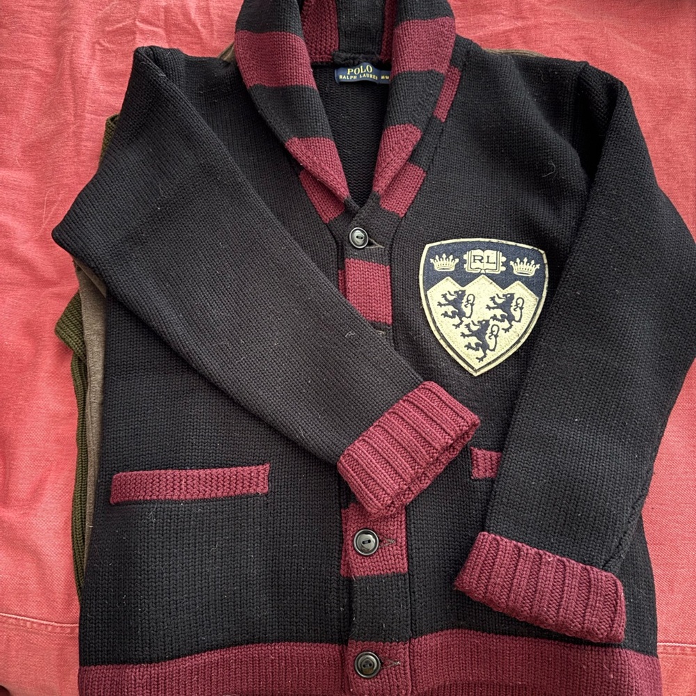 Polo by Ralph Lauren Navy and Burgundy Men's Sweater